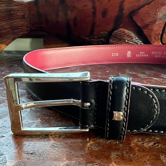 Miguel Bellido Black Leather Belt Size 36 In Excellent Condition - Picture 4 of 7